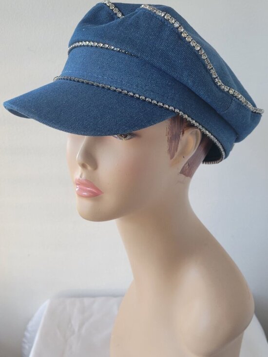 C&G New York Blue Denim Rhinestone Newsboy Cap main image 15